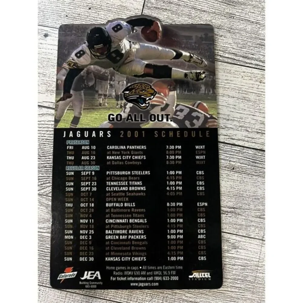 Official Jacksonville Jaguars 2000/2001 Magnetic‎ Schedule